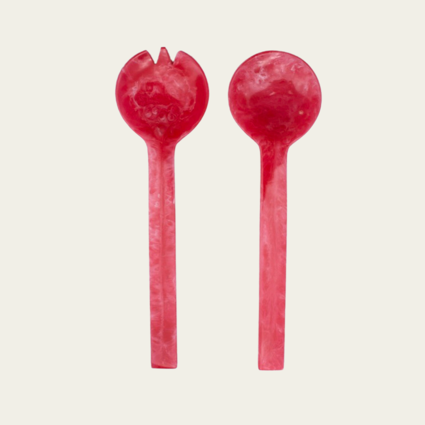 Roze gemarmerde saladescheppen
