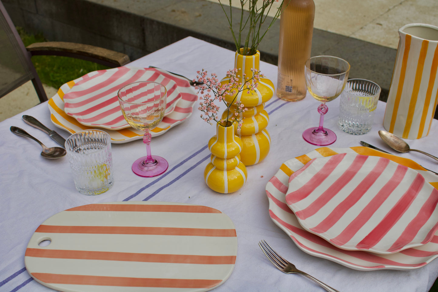 Roze met wit gestreept | Serveerplank